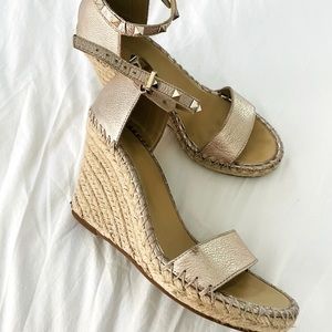 Golden Marc Fisher espadrille wedges